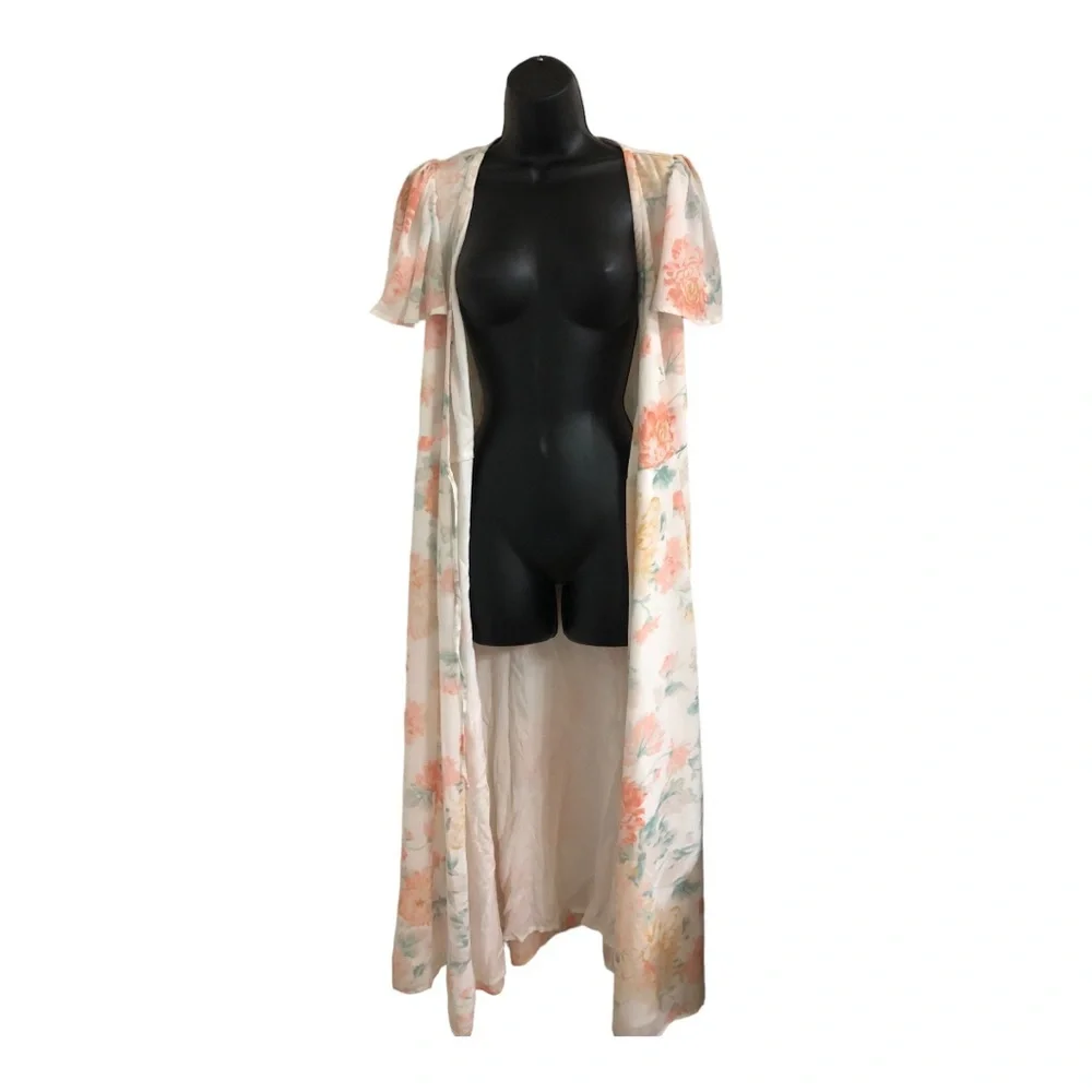Abercrombie & Fitch white orange floral flutter sleeve wrap dress size small new